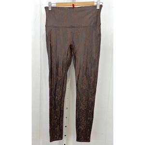 SPANX Faux Leather Snakeskin Leggings 20265R Skinny Shaping Brown Size L